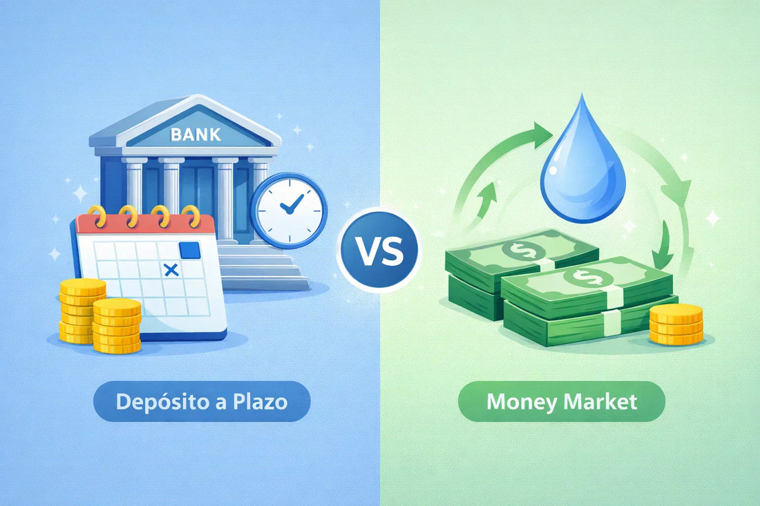Comparación entre depósito a plazo y fondo money market según liquidez y plazo en Chile